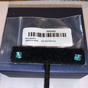 APATITE EARRINGS, 10K YELLOW GOLD, STUDS, PREMIUM